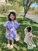 Ropa para Niños Venta al por Mayor Vestido de Niña Verano Nuevo Vestido de Princesa de Manga Abullonada con Flores para Bebé Niña Vestido para Niños Envío