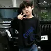 Camiseta infantil de algodão puro de manga longa, nova e estilosa para meninos, blusa básica moderna e versátil para meninos