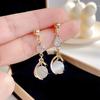 Aretes de Ojo de Gato de Plata S925 Japonesa y Coreana Elegantes Dulces con Borla Aretes Largos para Mujer Aretes Frescos de Plata