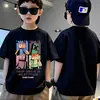 Camiseta de algodón puro de manga corta para niños, estilo verano nuevo, cuello redondo holgado de Minecraft, moda deportiva moderna para niños mayores