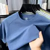 Camiseta deportiva de running para hombre, de secado rápido, fresca, para exteriores, verano, seda de hielo, elástica, fitness, color liso, manga corta, venta al por mayor