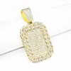 Cadena Cubana Cuadrada Llena de Diamantes de Moda Rap Hip-Hop Colgante Lleno de Diamantes Cadena Cubana Engrosada Fábrica de Joyería Transfronteriza