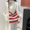 Bolsa Tejida de Gran Capacidad de Punto Nuevo Estilo Verano 2025 Bolso de Mano con Aberturas para Hombro Ropa de Trabajo para la Costa Bolsa de Playa para Vacaciones para Mujeres