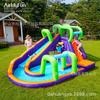 AirMyFun combinación de piscina con tobogán inflable grande, tobogán inflable con rociador de agua, castillo travieso, equipo de diversión al aire libre