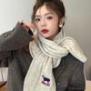 Bufanda para Mujer 2024 Nueva Otoño e Invierno Estilo Coreano Retro Trenzado de Alta Gama Dopamina Cálida a Prueba de Frío Bufanda Bordada