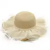 Sombrero para Mujer Estilo Hada de Encaje de Verano Sombrero de Sol para Foto Vacaciones en la Costa Protección Solar Sombrero de Sol Plegable de Paja