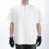Camiseta Masculina de Manga Curta Meio Zíper Pesada Marca Tendência Verão Scoundrel Design Cool Cleanfit Solta Manga Curta