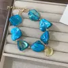 Precioso Brazalete de Concha Azul Pavo Real para Mujer, Estilo Vacaciones en la Costa, Collar Impresionante, Cadena para el Cuello de Lujo Ligero de Gama Alta