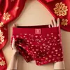 Calzoncillos tipo bóxer para hombre con estampado chino rojo de tendencia nacional, shorts transpirables para el año de nacimiento con estampado 3D y diseño de buena suerte