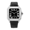 Relojes Mecánicos para Hombre con Correa de Cuero y Diamantes Completos, Relojes de Pulsera de Diamante Moissanita de Comercio Exterior, Relojes para Hombre con Diamante Moissanita Hip-Hop Europeo y Americano al por Mayor en Stock
