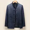 Chaqueta tipo traje Tang para hombre para mediana edad y mayores en otoño e invierno, para papá y abuelo, jacquard chino, estilo chino, casual, forrada de polar, abrigo de algodón engrosado