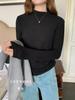 Essencial para Primavera e Outono Básico Simples Manga Longa Feminina Solta Camiseta Amiga da Pele Gola Alta Meia Cor Camisa Base Top Inverno