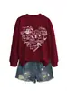 Amazon eBay sitio independiente casual de moda personalizada para mujer estampado de corazón otoño e invierno nuevo sudadera de cuello redondo de manga larga