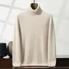 Suéter de cachemira para hombre, cuello alto, otoño e invierno, nuevo, suéter holgado de siete agujas, grueso, de gran tamaño, suéter de punto de lana de color sólido
