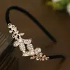 Faixa de cabelo enrolada estilo coreano com laço, faixa de cabeça de liga, grampo de cabelo com strass, joias, grampo de cabelo de metal antiderrapante, acessórios de cabelo, atacado