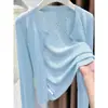 Elegante chal tejido de estilo femenino para mujer, corto y fino, cárdigan para proteger del sol, irradia una sensación de alta gama, para combinar con una falda de tirantes