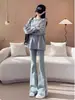 Jeans de Pierna Recta Acampanada con Abertura Micro-Acampanada para Mujer 2025 Nuevo Primavera y Otoño de Cintura Alta