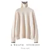 Tricô de Cashmere Novo para Outono e Inverno de 2026 Gola Alta Manga Longa Bolinhas Coloridas Suave Suéter de Cashmere Colorido