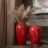 Nova Vaso de Cerâmica Jingdezhen Estilo Chinês Decoração de Casa Mesa Estudo Arranjo de Flores Pote de Cerâmica Ornamento de Luxo Leve Decoração