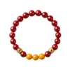Pulseira de Cinábrio Crua com Areia de Cristal Translúcido e Mantra de Seis Palavras, Pulseira Unissex, Presente de Joia para Ano de Nascimento
