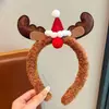 Diadema de Felpa Navideña para Mujer, Linda Diadema Estilo Papá Noel para Tomar Fotos y Ambiente de Performance, Diadema Estilo Dibujos Animados