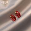 Pendientes de Gota Roja Estilo Zhou Yutong Diseño de Nicho Hebilla de Oreja Avanzada Anillo Pendientes de Lujo Ligero Elegantes para Mujer Otoño e Invierno