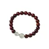 Novo Bracelete de Pau-Rosa Chinês Flor Vermelha Cola Amarela Pagode Cristal Pedra de Uva Acessórios Bracelete de Laço Único Ornamentos Retrô Wenwan
