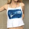 Moda Casual Ins Cross-border Y2K Estampa Graffiti Slim-fit Ombligo Estilo Europeu e Americano Camiseta Regata Curta Feminina