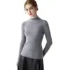 Suéter de una sola pieza 100% cachemira para mujer, cuello semi-alto, suéter de punto ajustado, estilo otoño e invierno