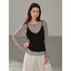 Camisola de Encaje Patchwork Retro con Cuello en V Flor de Isla del Sur de Francia para Mujer, Nueva Ropa Interior Estilo Primavera Ag0133D