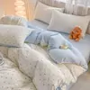 Juego de Cama de Cuatro Piezas Clase A para Madre y Bebé, Sábana Bajera de Gasa de Doble Capa, Funda de Edredón, Colcha, Juego de Tres Piezas para Dormitorio de Estudiante