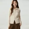 Cardigan de Lã Cashmere com Gola Lapela Novo Outono e Inverno Feminino Manga Longa Casual Solto Emagrecedor Zíper Casual Moda Versátil Peça de Roupa Externa