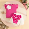 Traje de Dos Piezas de Moda para Bebé Niña de 0-3 Años, Top sin Mangas con Aplicación y Falda de Flores