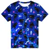 Camiseta de manga curta estampada digitalmente em 3D, popular no exterior, para o verão, solta, com efeito estereoscópico 3D para olho nu, sucesso europeu e americano