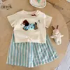 Conjunto de Ropa de Verano para Niñas Ningli Nuevo Elegante Estampado de Perro de Dibujos Animados Pantalones de Pierna Ancha para Niñas Conjunto Casual de Dos Piezas para Verano