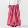 Calça casual grossa bordada em veludo cotelê retrô estilo japonês, modelagem solta, plus size, calça de perna reta e larga, calça comprida masculina estilo chinês