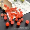 Cuentas de jade y piedra, 8-10 mm, cuarzo, rojo cereza, con patrones florales, cuentas de loto con agujero pasante, cuentas de calabaza, venta al por mayor para accesorios DIY