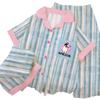 Pijama de Algodón Nube Rayado de Color Contrastante para Mujer Verano Nuevo Suelto de Manga Corta Ropa de Casa Conjunto de Tres Piezas Toma Real Venta al por Mayor