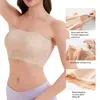 Sujetador Strapless de Encaje Floral para Mujer Talla Grande con Tirantes Elásticos, Sujetador Strapless Invisible para Comercio Transfronterizo, Estilo Europeo y Americano