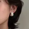 Joyería Minimalista de Alta Gama Europea y Americana Estilo Vintage con Textura Tejida, Diseño Clásico Geométrico de Gota de Agua, Pendientes de Botón Retro Populares para Mujer
