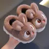 Pantuflas de Algodón para Niños Conejo Invierno Niños y Niñas Familia Lindas Dibujos Animados Talón de Bolsa Antideslizantes Forradas de Felpa Cálidas para Interior Pantuflas de Algodón