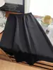 Saia de Trabalho com Cintura Elástica para Mulheres, Estilo Lu da Primavera, Cintura Alta, Versátil, Solta, Casual, Comprimento Médio, Linha A, Saia Guarda-Chuva