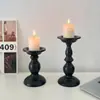 Portavelas Retro Columna Romana Negra, Decoración de Ambiente de Mesa, Adorno de Hierro Forjado, Vela Romántica, Luz de Vela, Portavelas de Aromaterapia