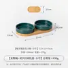 Cuenco de Color Sólido Mate con Borde Recto y Bandeja de Bambú, Cuenco Cerámico para Mascotas, Cuenco para Gatos, Cuenco para Perros, Cuenco de Agua, Cuenco Antiderrames para Comida