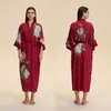 Comercio Exterior Sexy Primavera y Otoño Delgado Seda Yaoting Manga Larga Estilo Largo Talla Grande Bata Ropa de Casa Europea y Americana