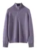 Top de veludo de alta qualidade com fio floral, gola alta com zíper espessa, malha com toque delicado de veludo, roupa feminina versátil e elegante para outono e inverno