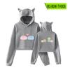 Sudadera de Ombligo Descubierto Periférico de Animación Clannad de la Familia de Tuanzi Sudadera de Otoño con Orejas de Gato Ropa Deportiva para Mujer