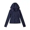 Sudadera con capucha ajustada protectora del sol, top de yoga, chaqueta tipo cárdigan + Pantalones rectos de cintura alta con cordón, conjunto deportivo
