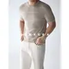 Camiseta de Punto de Manga Corta para Hombre Textura de Espina de Pescado Estilo Old Money Negocios Seda Helada Verano Venta al por Mayor de Fábrica Transfronteriza