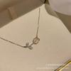 Collar de Acero de Titanio para Mujer con Cuentas de Calcedonia Negra y Cadena Clavicular de Perlas, Estilo Minimalista de Alta Gama para Verano, Cadena de Cuello de Nicho de Lujo Ligero